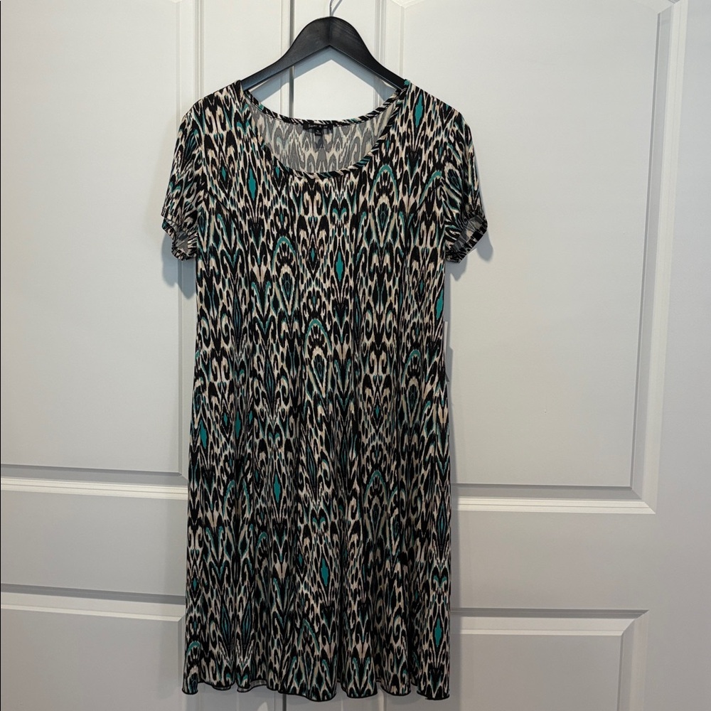 Sami & Jo Dress Womens XL Multicolor Geometric Print Short Sleeve Swing A-Line